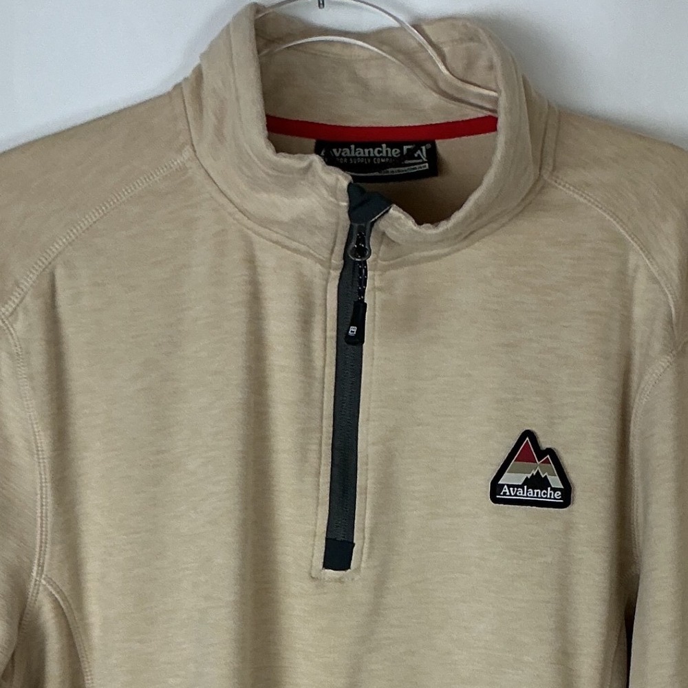 Avalanche Quarter Zip Pullover Mens Medium Tan Heathered Fleece Long Sleeve